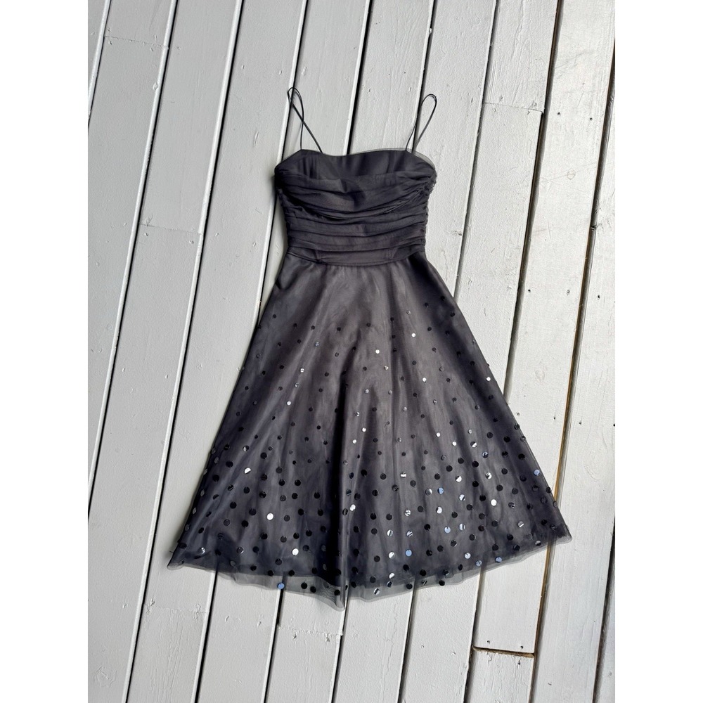 Jessica Howard Vintage 2000s Women Spaghetti Strap Tulle Prom Lace Dark Dress‎ 8 - Picture 2 of 8